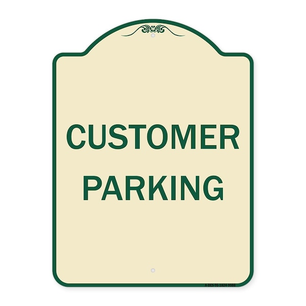 Signmission Designer Series Sign-Customer Parking, Tan & Green Heavy-Gauge Aluminum, 24" x 18", TG-1824-9986 A-DES-TG-1824-9986 - main